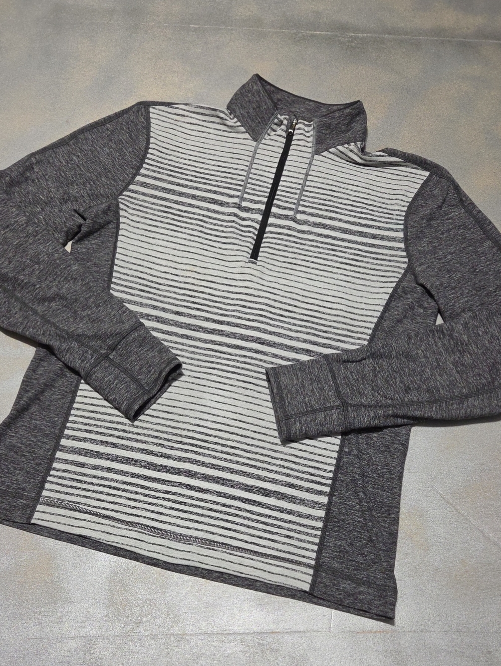 lululemon athletica Men's Gray Striped Half-Zip Pullover